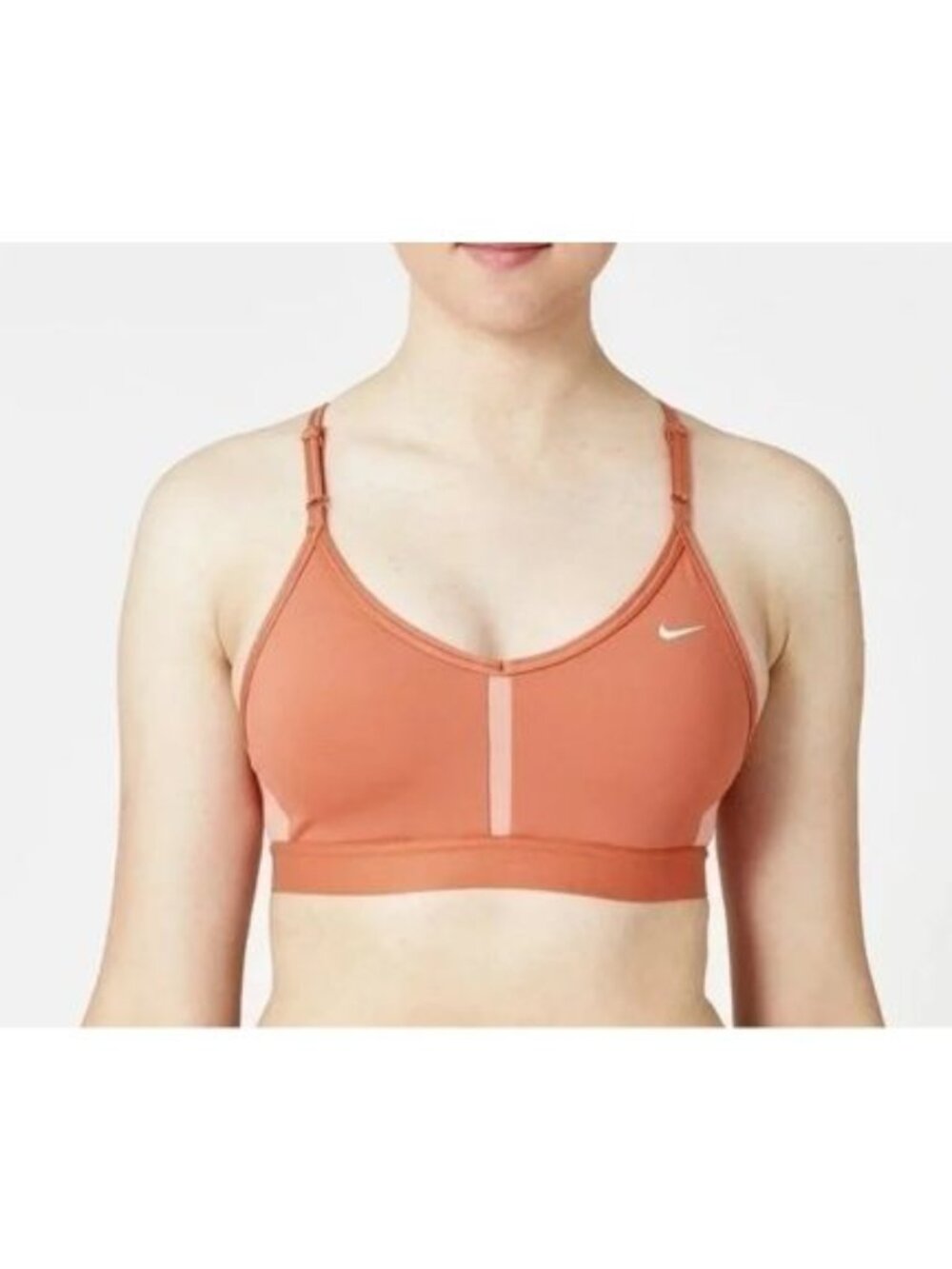 Nike Coral-Orange Indy Light-Support Padded V-Neck Sports Bra